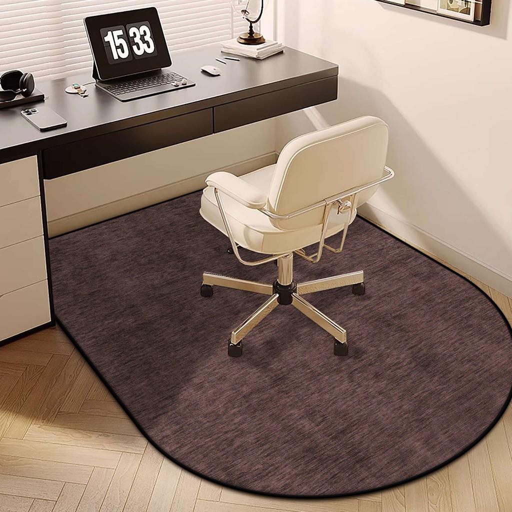 Modern Grey Elliptic Chair Mats Easy Clean Large Area Living Room Carpet Non-slip Bedroom Decoration Cloakroom Rugs Customizable