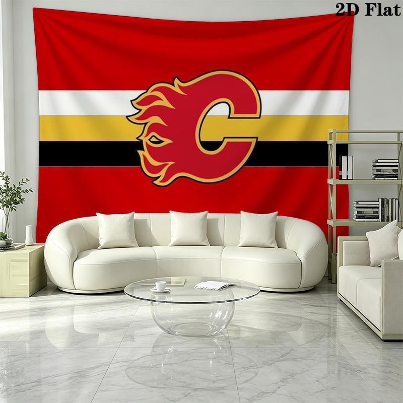 Calgary Flames Wall Tapestry Aesthetic Wall Hanging Printed Fabric Blanket Decorative Tapestries for Bedroom Living Room Home Decor