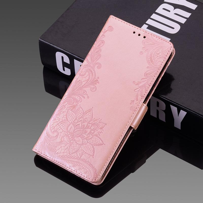 Кожаный чехол-бумажник с тисненым кружевом и цветами для iPhone Samsung Huawei Xiaomi, откидные чехлы с двойной магнитной пряжкой, слотами для кредитных карт и ремешком на руку