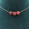 Stones and Minerals. 3-pearl Necklace, 8 Mm Green and Red Jasper. Stainless Steel Chain Necklace Women Men. Custom Size