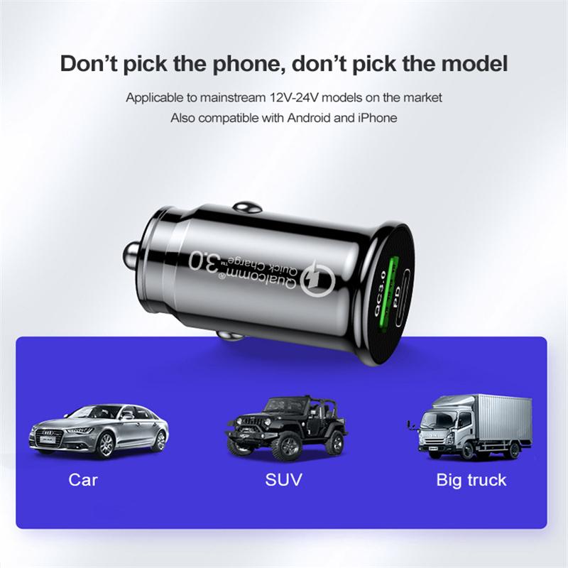 Quick Charger3.0 USB автомобильный разъем адаптер зарядка Type C PD3.0 Dual USB многофункциональное быстрое зарядное устройство для телефона в автомобиле грузовик