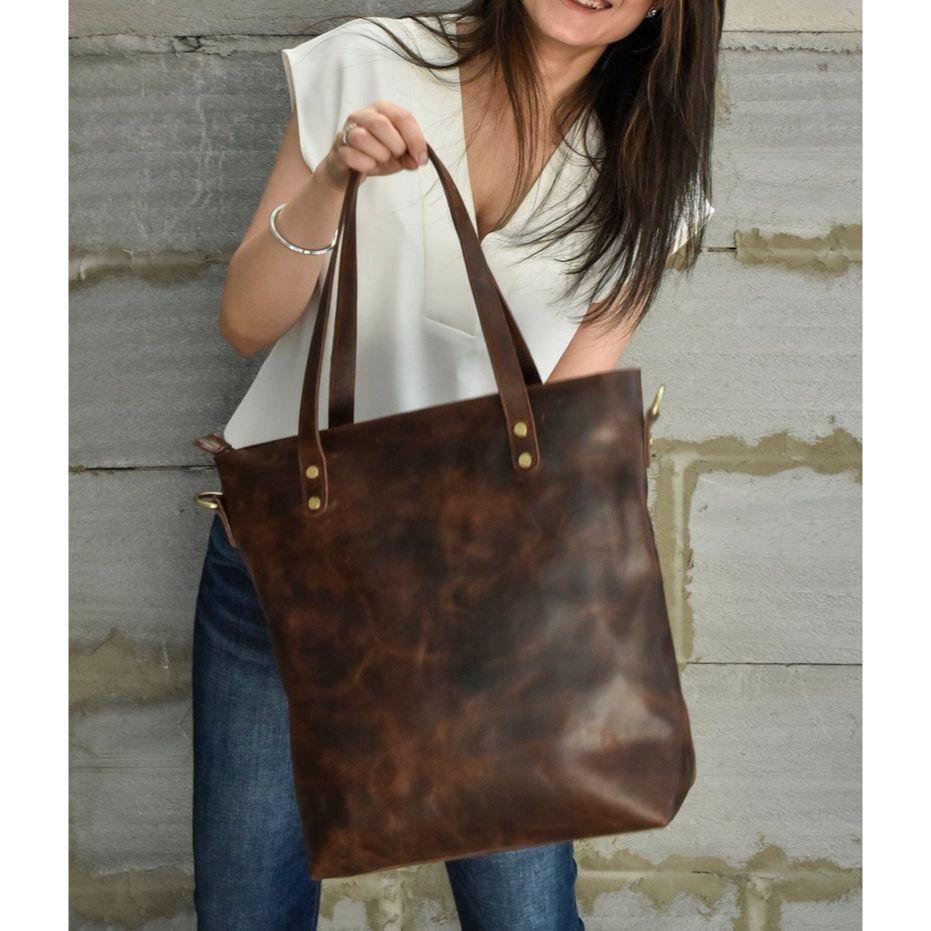 Коричневая кожаная сумка-тоут для женщины большая рабочая сумка сумка-шоппер ручной работы офисная сумка подарок на день матери подарок для мамы девушки персонализировать