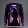 Halloween Men's Grim Reaper T Shirt Long Sleeve T shirt 3D Print Crew Neck Shirt Fashion Exaggerated