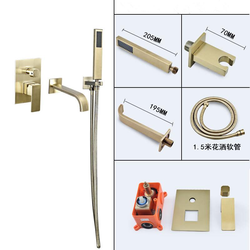 Смеситель для ванны, матовый золотой, смеситель для ванной, смесители для душа с горячей и холодной водой, настенный смеситель для душа для ванны