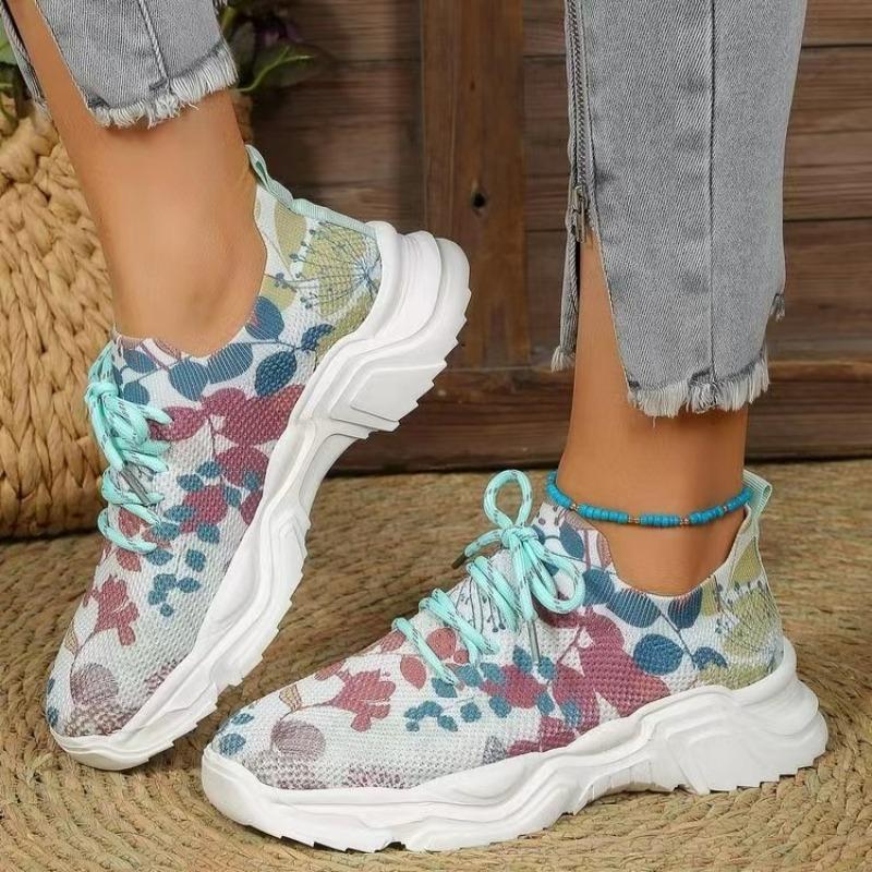 2024 Fashion Women's Sports Shoes Advanced Design Printed Breathable Lightweight Running Shoes Tennis Shoes Sports Casual Summer