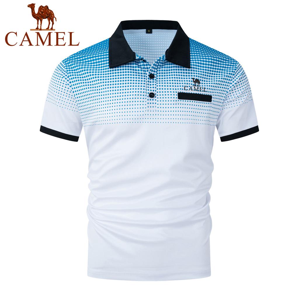 Camel 2024 Summer POLO Zipper Men's Embroidery Stripe Polo Shirt