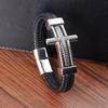 Vintage Cross Bracelet for Men Stainless Steel Braided Leather Rope Bracelet Hip Hop Punk Male Jewelry Accessories