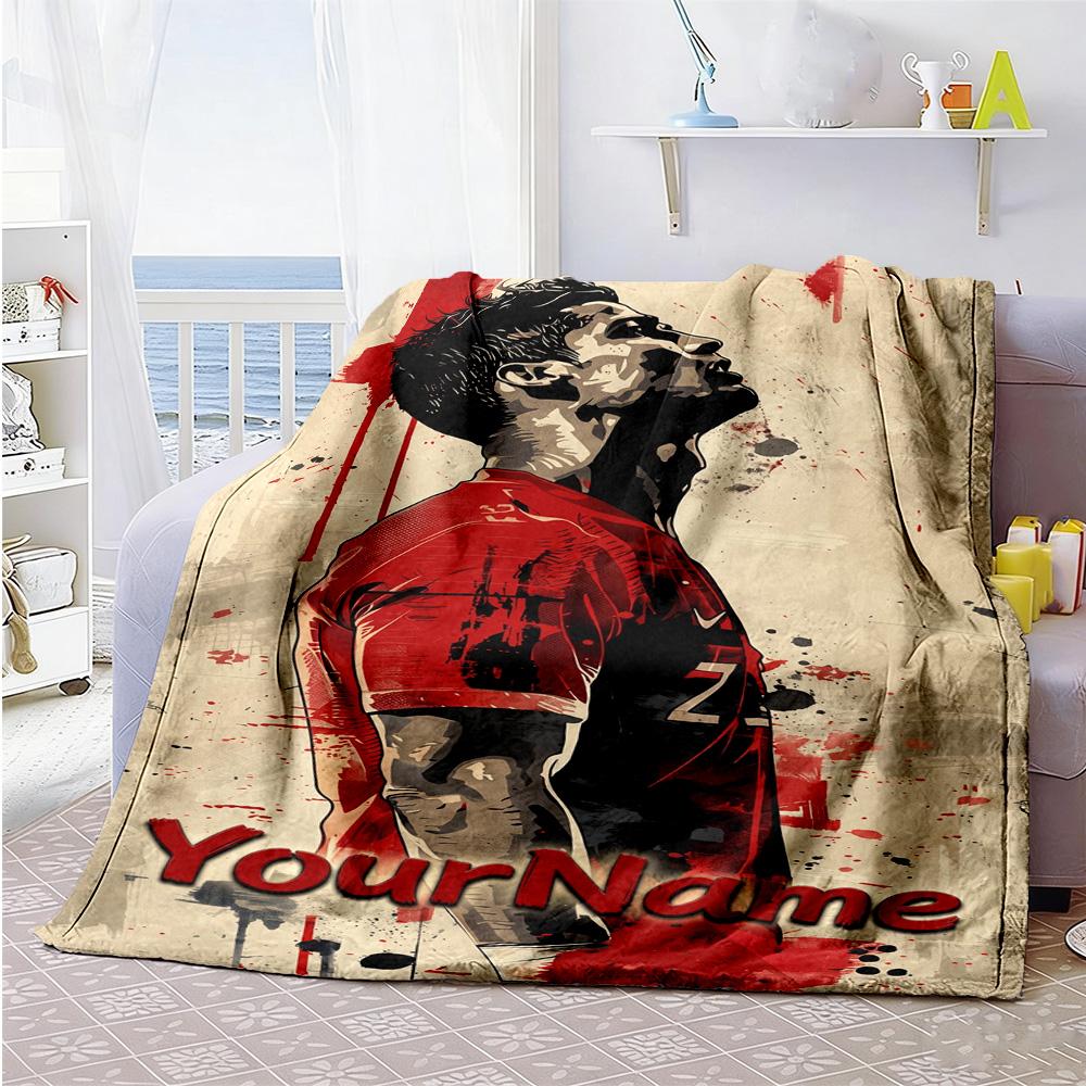 Manchester Customize Text Blanket Multi-purpose Personalized Blanket Ultra-Soft Perfect for Seaside Office Home Decor Living Room Ideal for All Season
