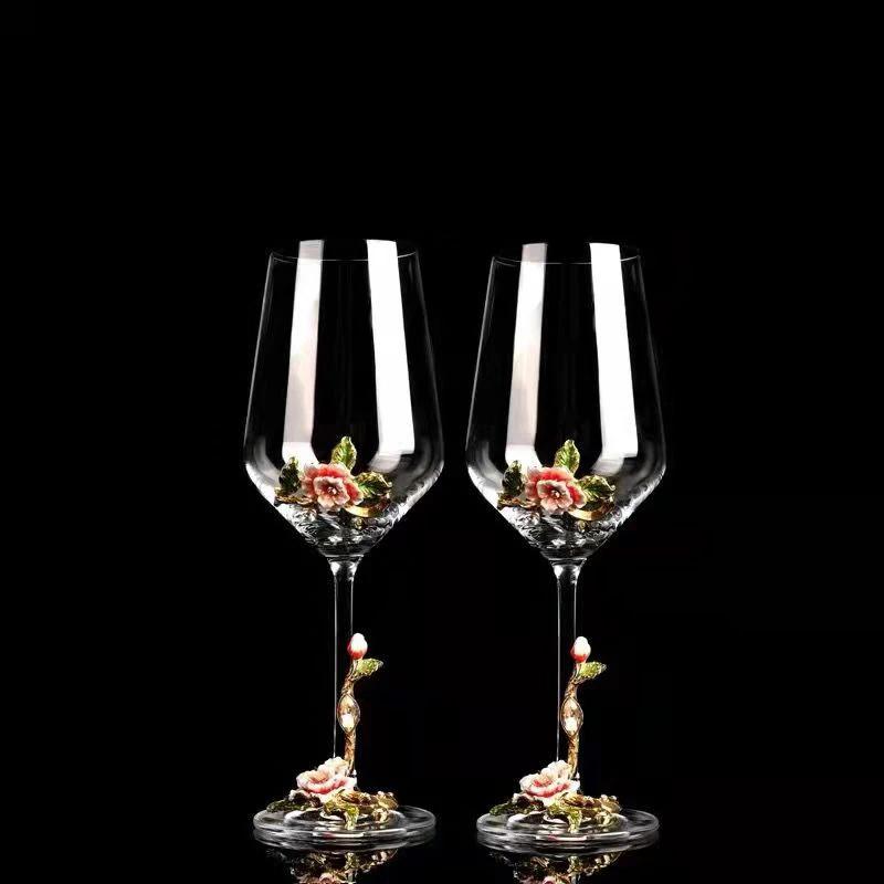 Enamel Crystal Glass Red Wine Cup Champagne Wine Glasses Luxury Glass Cups Wineglass Vintage Drinking Goblet Set Whiskey Barware