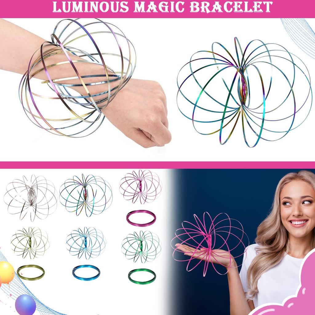 Stainless Steel Bracelet Metal Armband, 3D Rotating Ring, Mobile Bracelet,