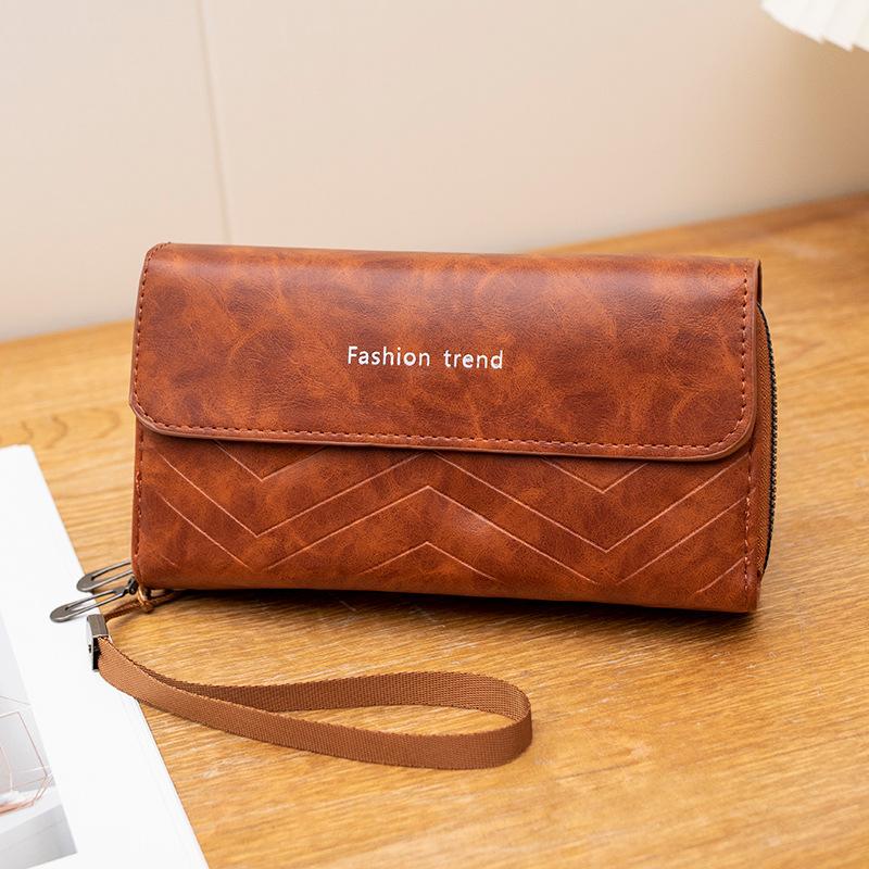 Новый женский кошелек стильный и простой, с множеством отделений для карт, с узором сумки для ношения в руке, кошелек с двойной молнией и клапаном в виде конверта.