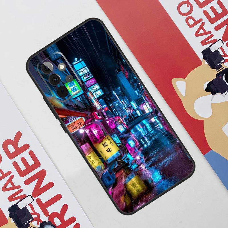 Японская эстетика ночного города Чехол Для Samsung Galaxy A34 A54 A14 A56 A36 A16 A06 A13 A53 A12 A22 A32 A52 A35 A17 A15 A55