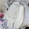 Double-breasted White Blazer Female Slim Spring Solid Color Temperament Long-sleeved Short Suit