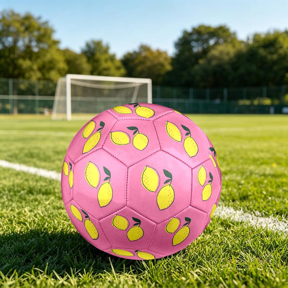 1pc Lemon Illustration Art Theme Soccer Ball Football, Size 5, Lightweight PVC, Outdoor Training Soccer Ball,Gift j61441