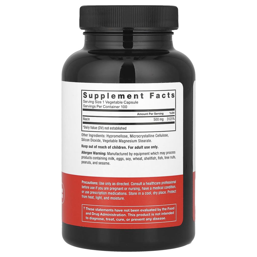 Niacin, 500Mg, 100 Veggie Caps