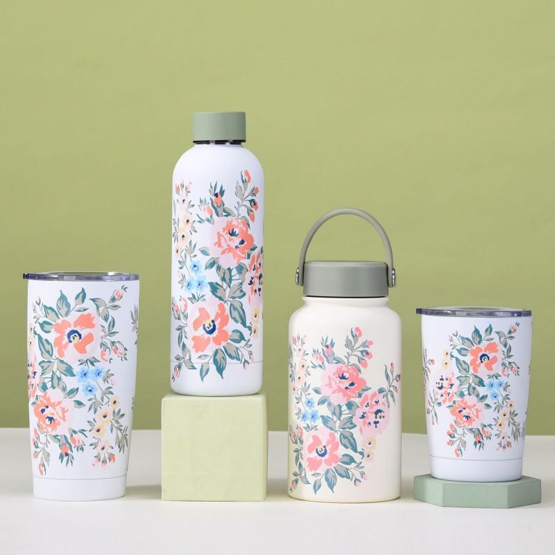 Набор термокружек для путешествий из нержавеющей стали с вакуумной изоляцией и ручкой - от 350 мл до 1000 мл, с лазерной гравировкой, для офиса, на открытом воздухе