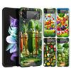 Жесткий ПК чехол для телефона Samsung Galaxy Z Flip 7 6 5 4 Черный чехол для Galaxy Z Flip 3 Складные Fundas Милые Зеленые Овощи Ins