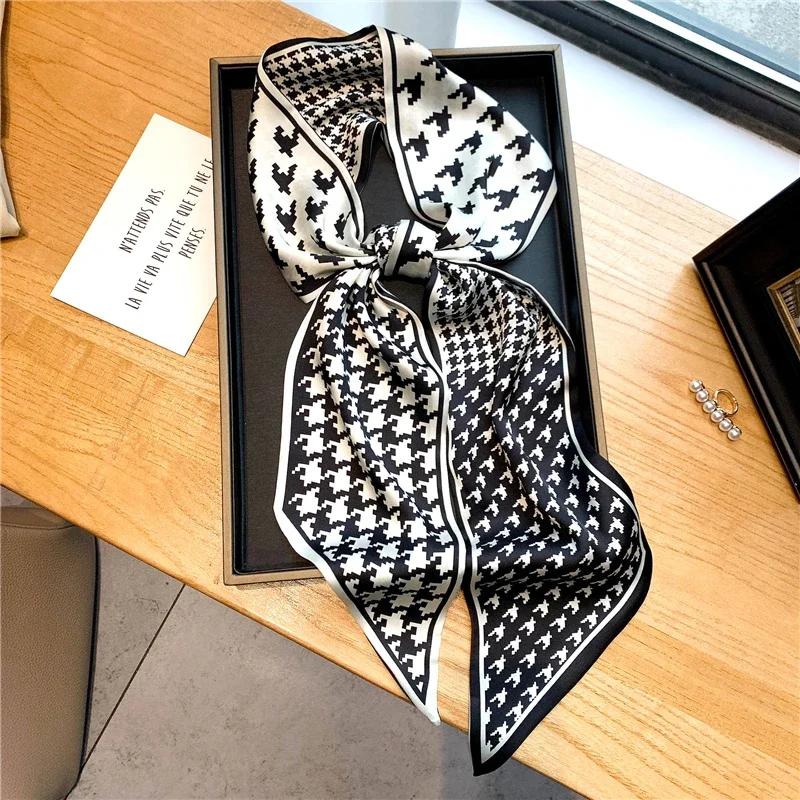 Luxury Long Silk Scarf Female Animal Horse Print Thin Narrow Scarf Bag Hair Band Ribbon Scarfs Women Neckerchief