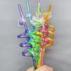 6 шт., мультяшные животные, блестящие соломинки, кошачья любовь, корона, кролик, украшения в форме фруктов, пластиковые спиральные соломинки для детей, товары для вечеринок, украшения