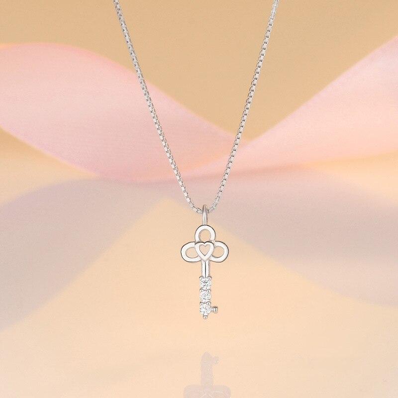 Высокая акция самая низкая цена 925 стерлингового серебра Love Key кубический циркон камни кулон ожерелье для женщин свадьба помолвка подарок