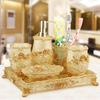 European Resin Household Bathroom Set Soap Dispenser Tooth Brush Holder Cup Soap Dish Tray Toilet Brush Wastebin Storage Set