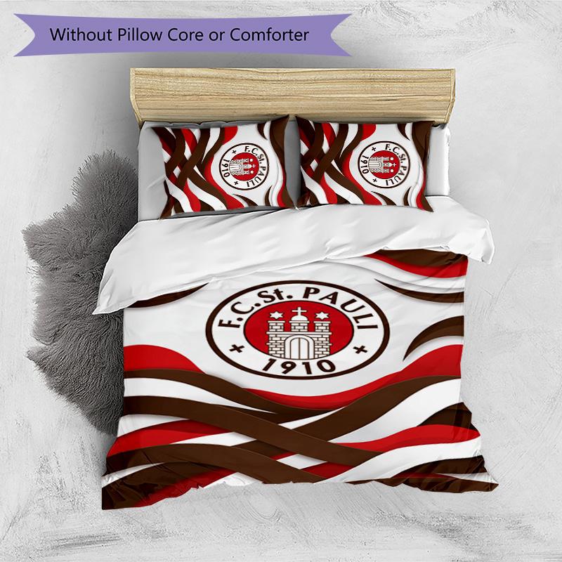 FC St. Pauli Football Printed 3 Pieces Bedding Set, Comfortable Skin Friendly Bedroom Duvet Cover Set