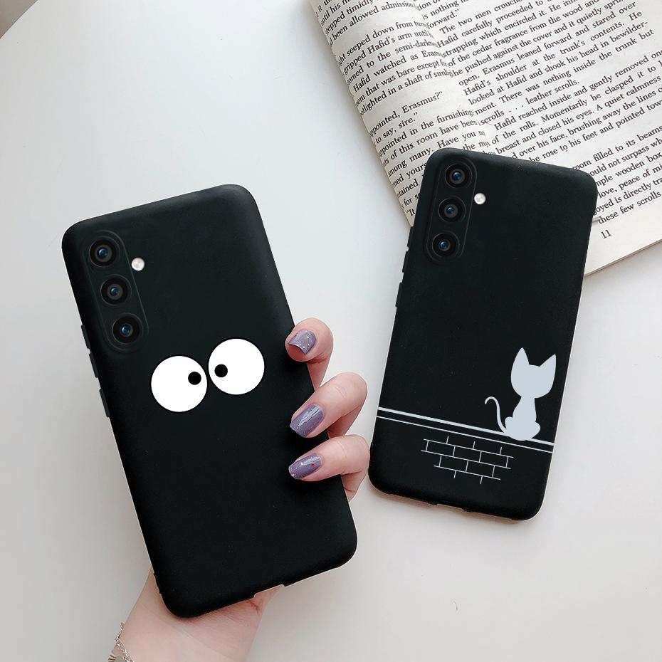 Для Samsung Galaxy S23 FE 5G Матовый чехол для телефона Милый мультяшный кот Мягкая силиконовая задняя крышка Для Samsung S23 FE S23FE S 23 FE 5G Чехол