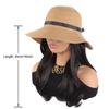 Wide Brim Fisherman Hat with Built-in Wig Sun Protection Long Wavy Curly Hair  Vacation Accessory
