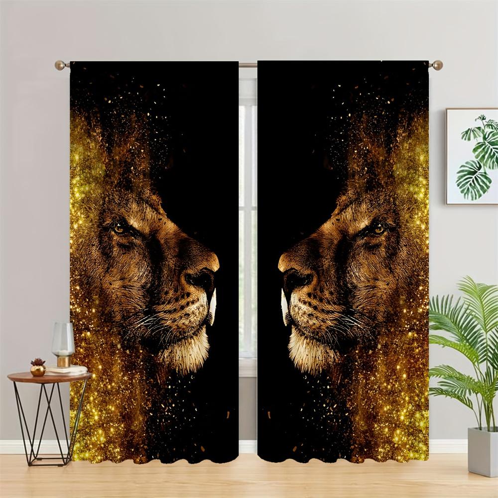 Wild Lion Animal Free Shipping Window Curtains Blinds For Living Room Kid's Bedroom Bathroom Kicthen Office Door Home Decor2Pcs
