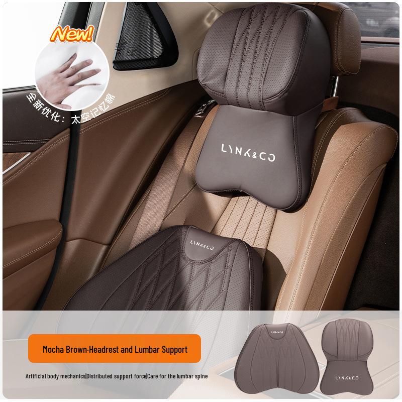 Lynk & Co Car Headrest & Lumbar Support Set for 01/06/07/08/09/10EMP/Z20/900 - Neck & Waist Protection.