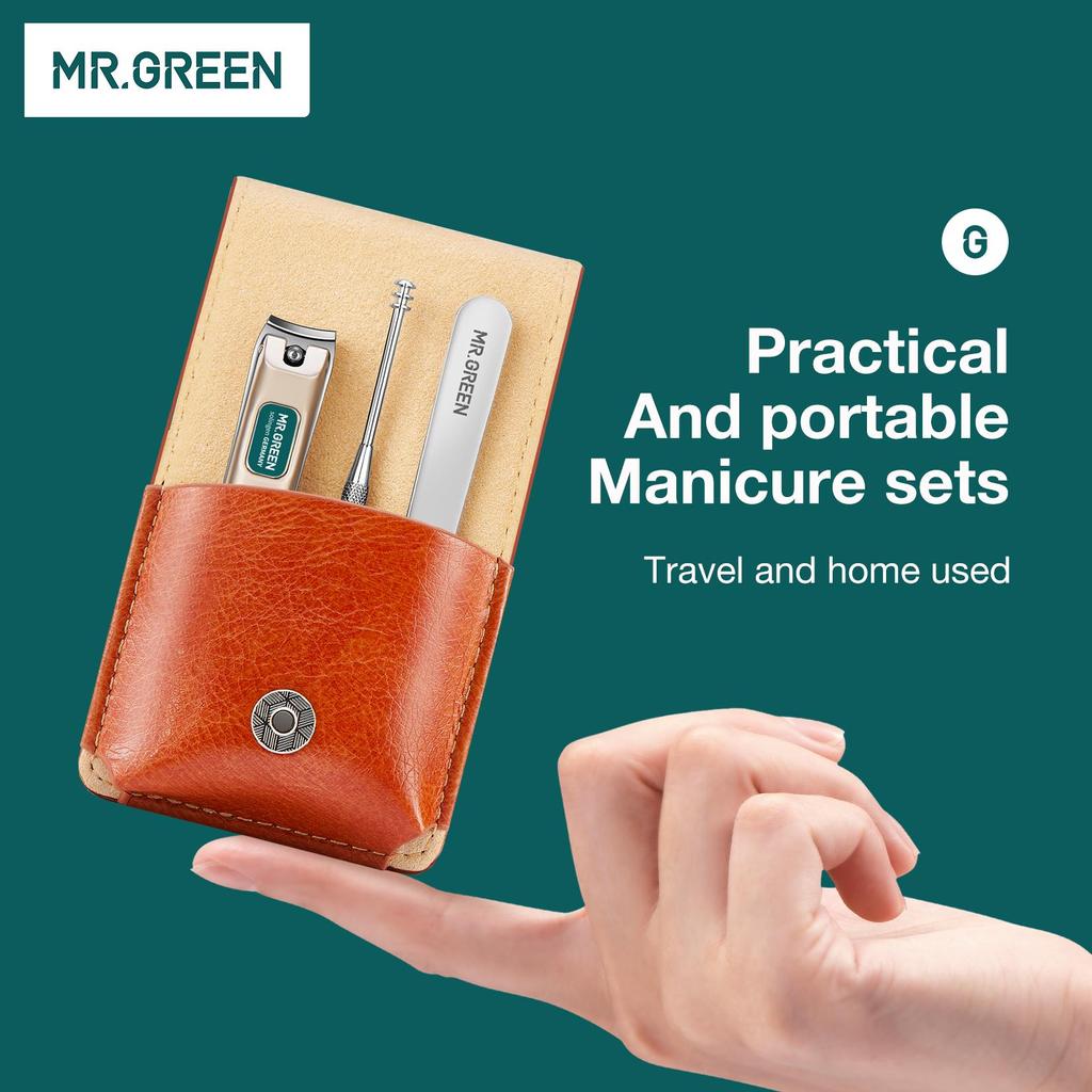 MR.GREEN Portable Manicure Set Pedicure Kit Stainless Steel Nail Clippers Tool Travel Grooming Case Gift Box Nail Scissors Set