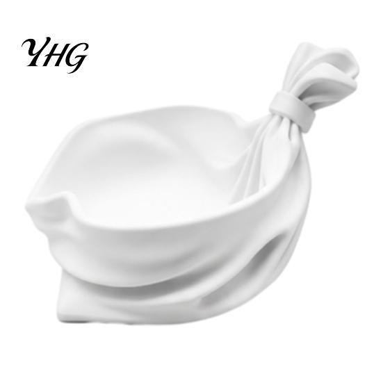3D Printed Pleated Dish Gift Bag Shaped Storage Tray, Catchall Bowl for Candy, Reusable PLA Tray Festive Table Centerpiece Entryway Shelf, Xmas