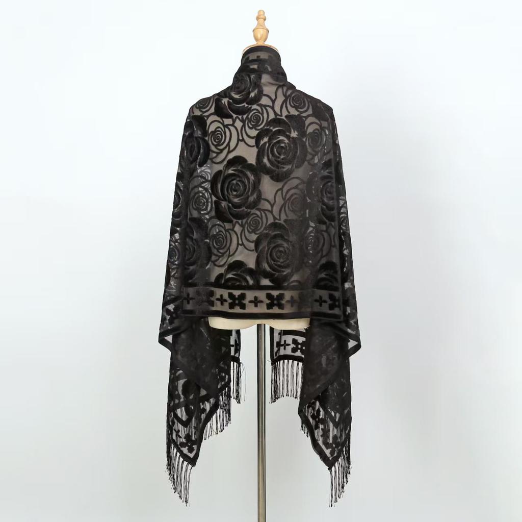 NEW Fashion Women Cut Flowers Hollow Lace Gradient Flower Silk Scarf Spring Shawls and Wraps Towel Femme Beach Sjaals