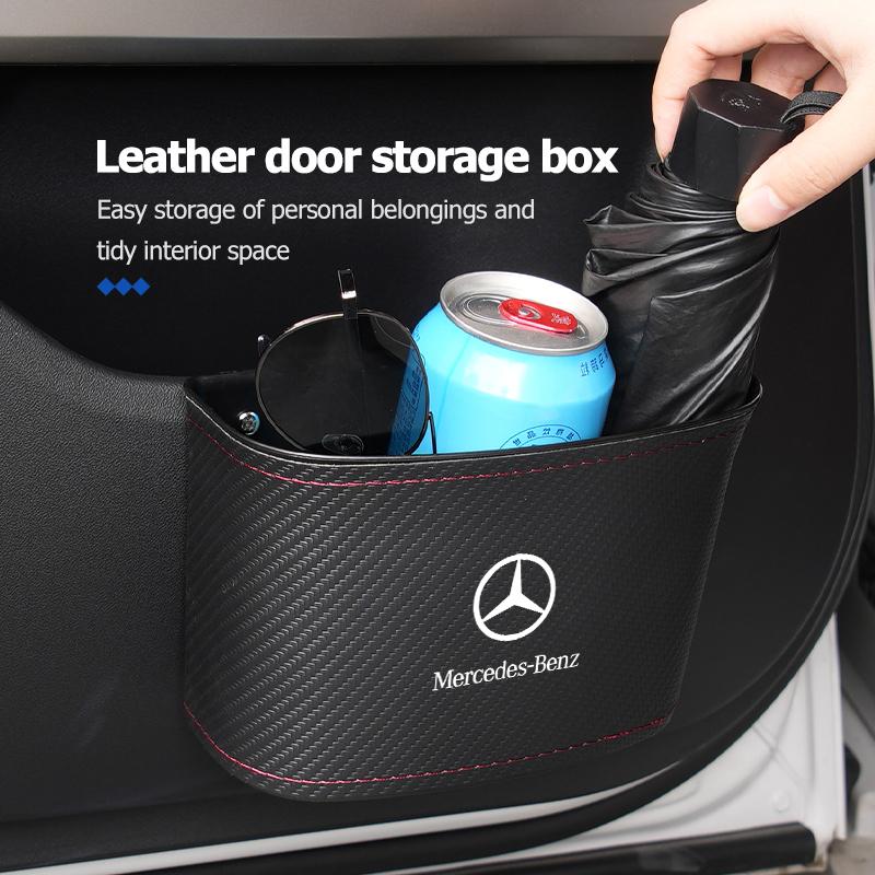 CRR1 Car Door Storage Bag Drink Waste Card Key Sunglasses Holder For Mercedes Benz W202 W212 W126 W140 W168 W177 CLS GLE GLC GLS CLA