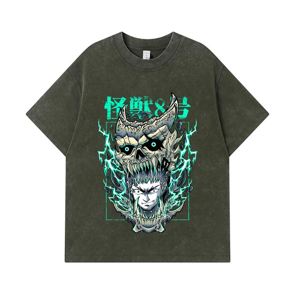 275 GSM Washed T-shirts 100% Cotton Kaiju No 8 V19 Kafka Print Unisex Heavy Cotton T Shirt