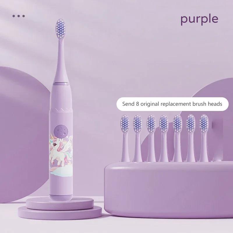 Children Sonic Electric Toothbrush IPX7 Waterproof Colorful Cartoon For Kid Use Soft Bristle Replaceable With Tooth Brush Heads