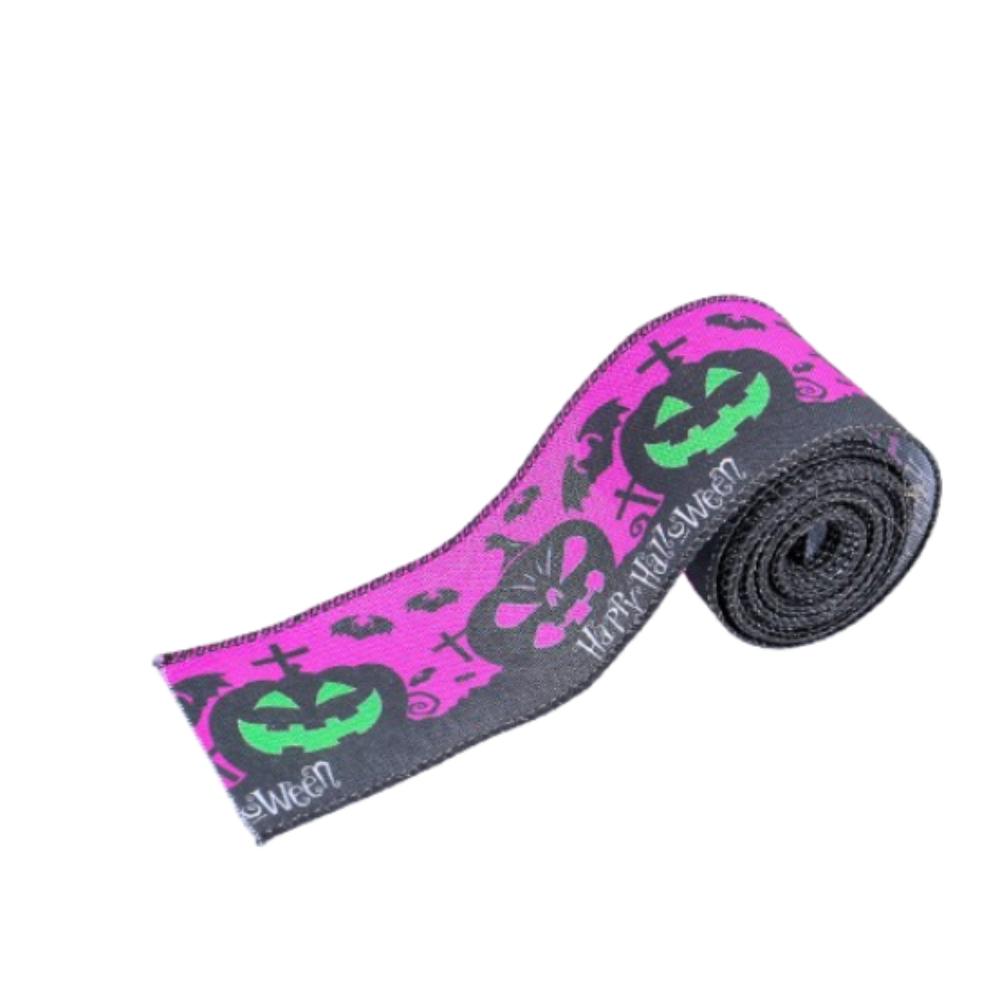 Страшный Хэллоуин Разноцветные ленты Тыква Череп Летучая мышь Паутина Клетчатые тыквенные ленты Ткань Изысканные