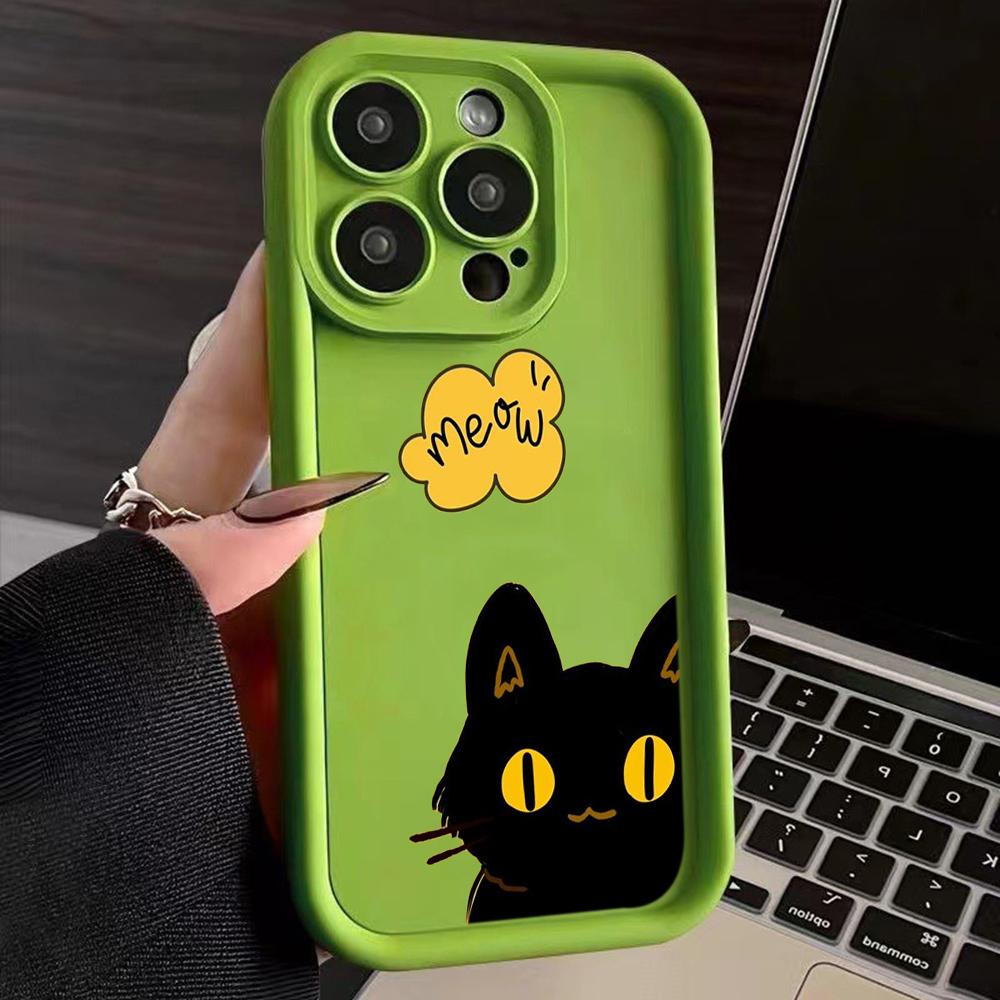 LZ9 мультяшный кот милый художественный дизайн силиконовый чехол для телефона iPhone 11 13 14 15 16 Pro Max 7 8 16 Plus 12 mini XS Max XR противоударный задний чехол