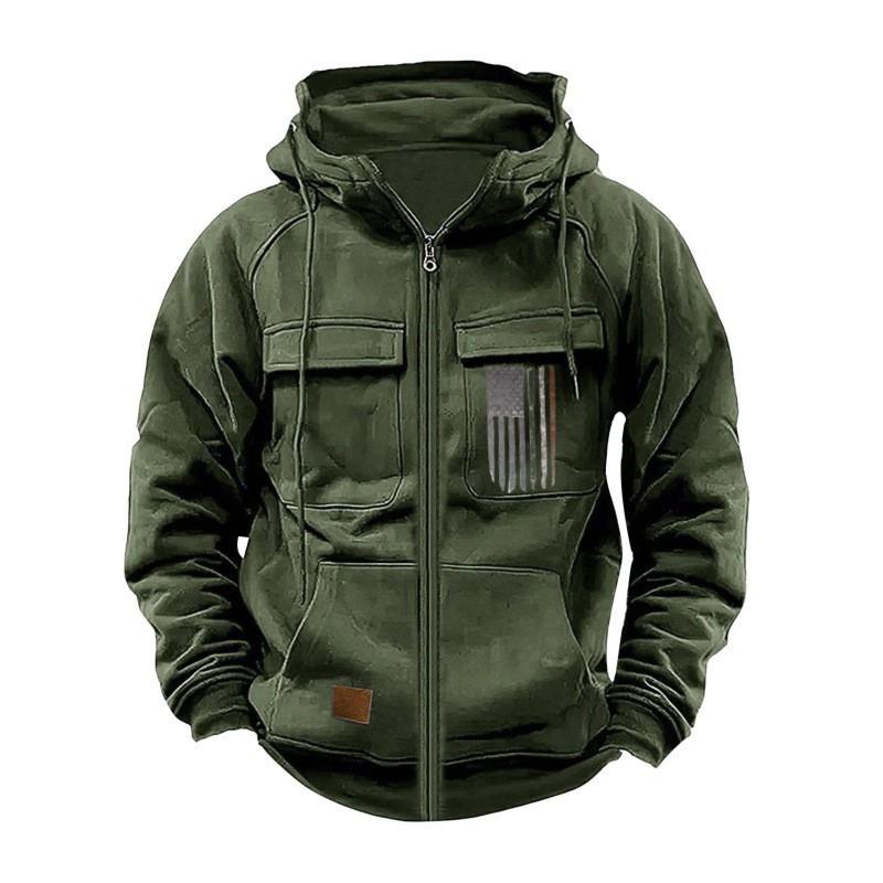 Mens Oversized Hooded Zip-Up Sweatshirt With Print Design Loose Fit Sportswear Winter Casual Wear