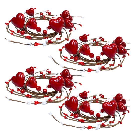 Кольцо для свечи в виде сердца с ягодами, искусственный венок из красных ягод, подсвечник, гирлянда, центральный элемент стола для фестивальной вечеринки на День святого Валентина, День матери