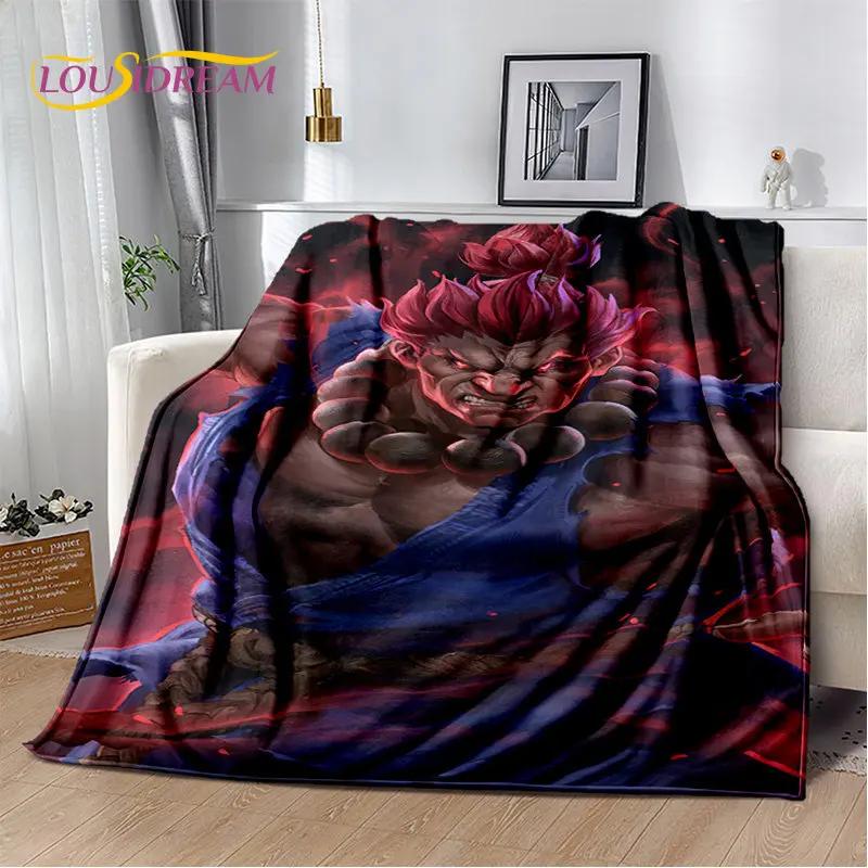 Мягкое плюшевое одеяло Street Fighter в стиле ретро, игра-геймер, фланелевое одеяло для гостиной, спальни, кровати, дивана, чехол для пикника