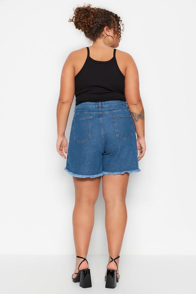 Women's Fashion New Plus Big Size Shorts & Bermuda Black High Waist Hem Tasseled Shorts Skirt