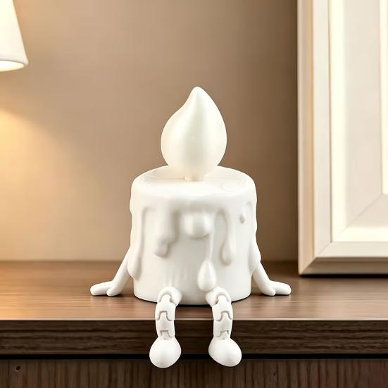 Декоративная фигурка-свеча для стола, Орнамент 3D-печати, Скульптура с текстурой жидкого воска и стекающими каплями, С гладкой поверхностью, Печатные подвижные соединения, Регулируемая
