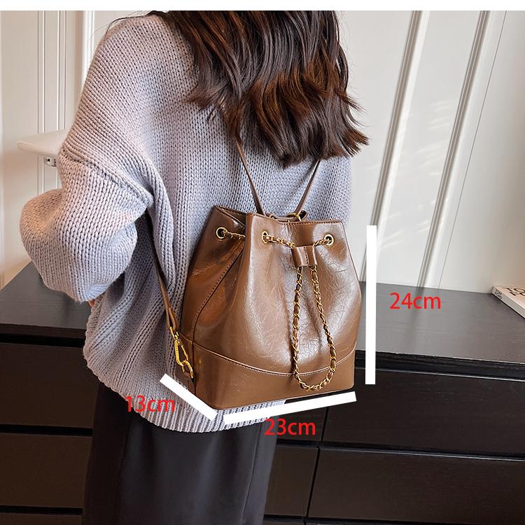 Винтажный женский рюкзак осень-зима шикарный дизайн текстурированная искусственная кожа женские сумки-ведра популярная универсальная сумка через плечо