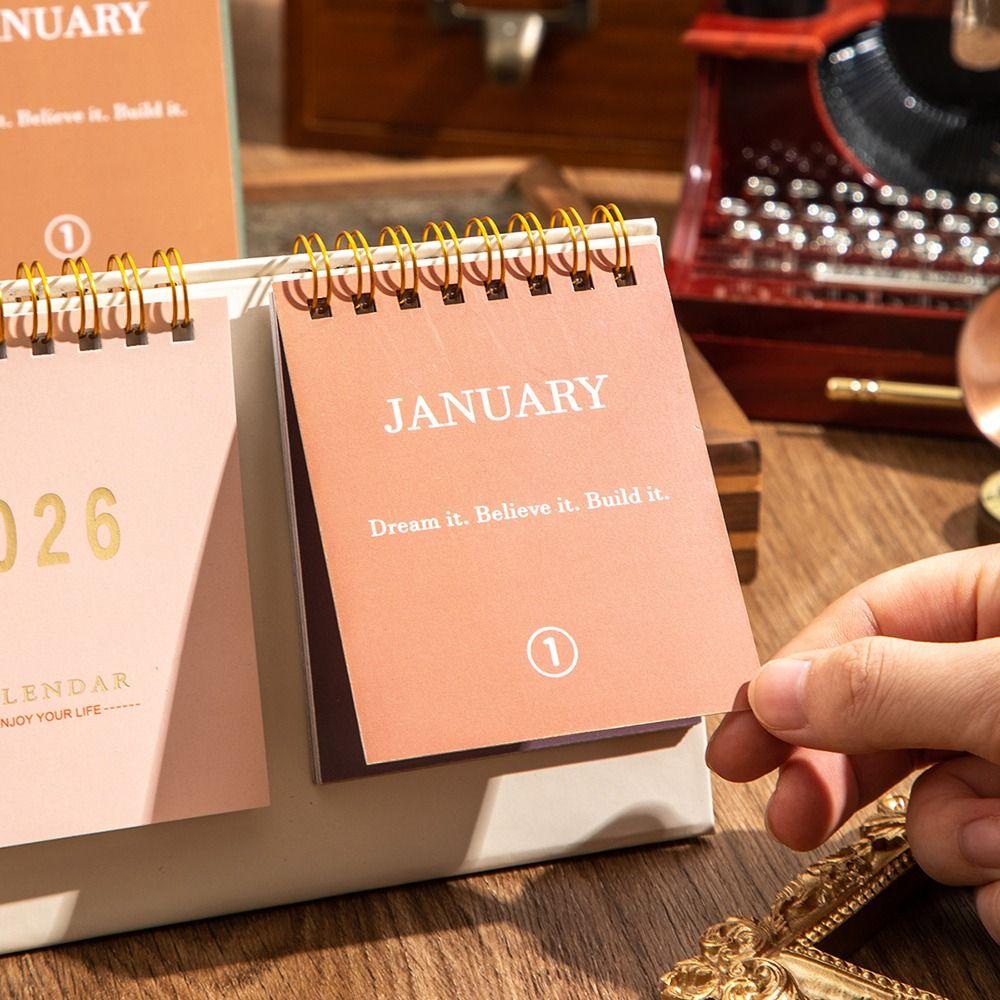 Minimalist Design 2026 Desktop Calendar Spiral Binding Memo Calendar Checklist Planner Office Use