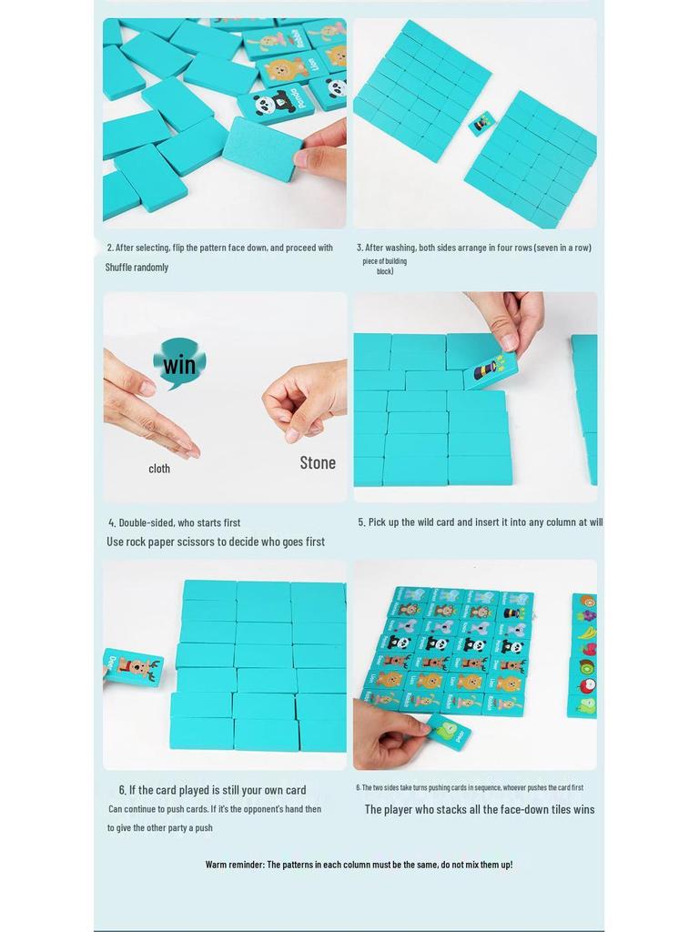 Wooden Educational Fruit & Animal Domino Building Blocks for Kids