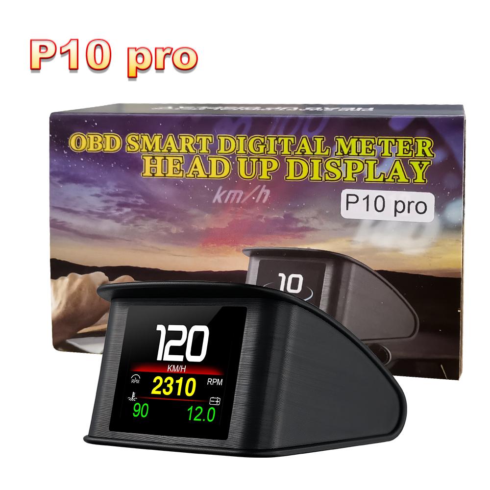 P10 Проекционный дисплей P10-Pro OBD Смарт Цифровой Спидометр Предупреждение о превышении скорости Тахометр Вольтметр Температура воды Бортовой компьютер