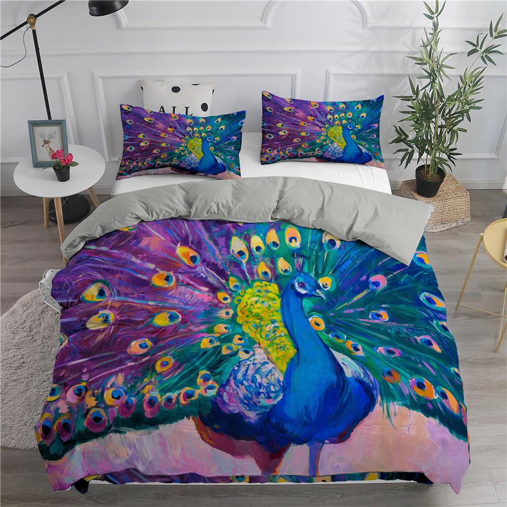 Комплект пододеяльников с принтом 3D перьев павлина, комплект разноцветных пододеяльников для девочек и женщин, комплект постельного белья с наволочкой
