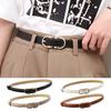 Женский однотонный тонкий ремень из искусственной кожи с регулируемыми отверстиями, металлическая пряжка на талии, платье, джинсовый ремень, модные аксессуары