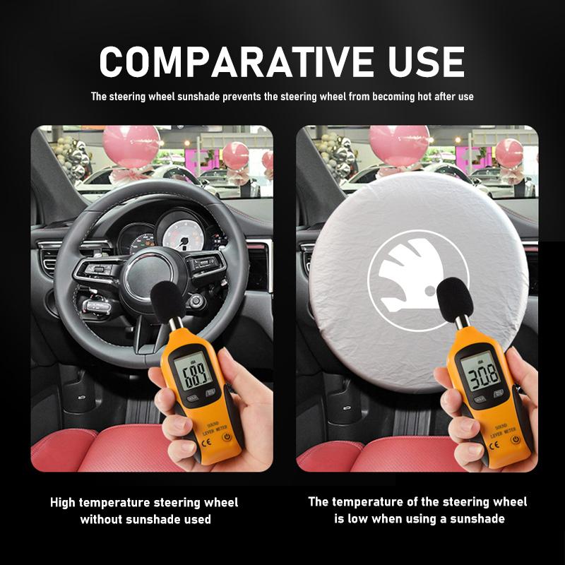 PBMN1 For Skoda Summer Car Steering Wheel Anti-Heat Sun Shade Cover Rapid Octavia Derivative Enyaq-iV VisionS Yeti Scala